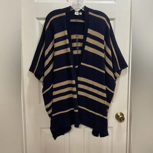 GAP Poncho cardigan Sweater Wool blend Boho Striped Cozy Soft ONE SIZE